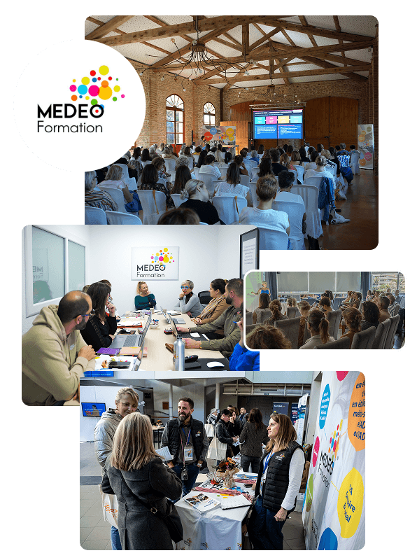 Mur de photo présentant des evenements MEDEO Formation