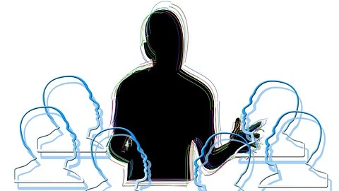 Illustration d'une personne qui parle à d'autres